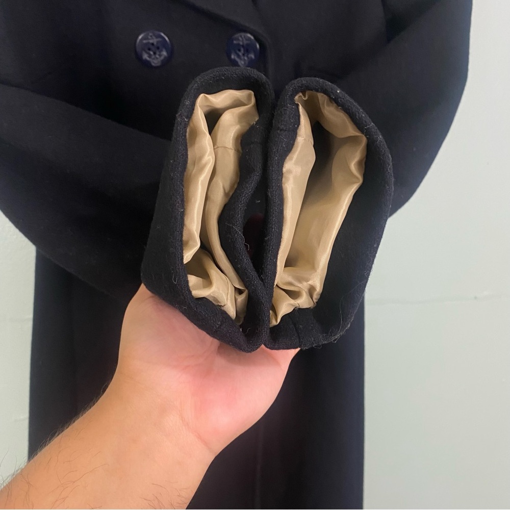 Dolce & Gabbana Wool Pea Coat‎ Black Leather Back Patch XS - Picture 8 of 13